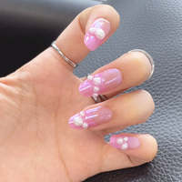 Autocollants pour ongles en gel avec logo personnalisé, motif perle bulle, rose brillant, bandes d'ongles flexibles, wraps pour ongles, design perle bulle