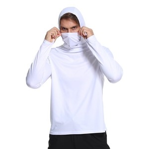 Chemise de pêche pour homme, blanche, à manches longues, à capuche, avec cache-cou, anti-transpiration, UPF50, style ajusté - Product Image 4