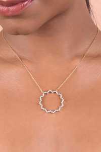 Lab Grown Diamond Flower Pendant <b>Necklaces</b> 14K 18K Solid Gold 17 Inch 33mm Big Circle <b>Stacking</b> Charms Factory Price Wholesale - Product Image 6