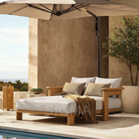 Nouvel Arrivage : Ensemble de Canapés Modulables de Jardin en Bois de Teck Premium, Naturel, pour Extérieur, Mobilier de Salon de Jardin pour Hôtels et Patios