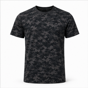 Custom Shadow <b>Black</b> Micro Digital Camouflage Print <b>Mens</b> <b>Short</b> <b>Sleeve</b> Crew Neck T-<b>Shirt</b> MTS-CAMO-0001 - Product Image 1