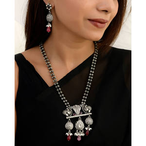 Meera Jaipur Aadhya <b>Fine</b> <b>Jewelry</b> <b>Set</b>-Antique Silver Necklace - Product Image 2