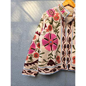Suzani Embroidered Velvet <b>Kimono</b> Coat Floral Pattern <b>Plus</b> <b>Size</b> Women Outerwear Winter Boho Bohemian Style Mandarin gift for her - Product Image 2