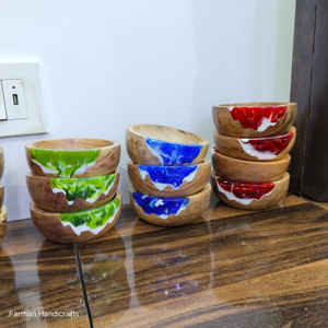 Bol décoratif artisanal en résine et bois pour la maison et la cuisine à prix avantageux - Product Image 3