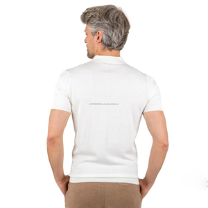 เสื้อโปโลถักแขนสั้นสีขาวทึบสำหรับผู้ชายผลิตจากโรงงานฤดูร้อน - Product Image 2