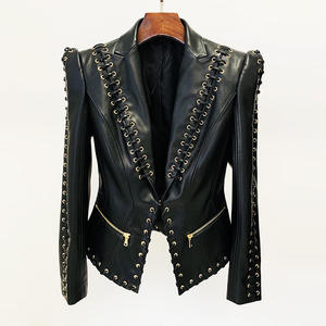 Veste en cuir véritable noir de haute qualité pour femme, coupe ajustée, col rabattu, fermeture éclair, longueur courte, vente chaude OEM - Product Image 1