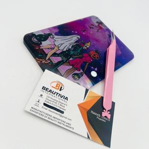 Pinzas de extensión de pestañas de acero inoxidable con logotipo personalizado, azulejos de pestañas sostenibles de agarre fuerte, salón rosa de pestañas perfectamente diseñado - Product Image 1