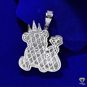 จี้รูปหมีการ์ตูนดีไซน์เนอร์ สไตล์ฮิปฮอปสุดหรู พร้อมรายละเอียดมงกุฎ - Product Image 3