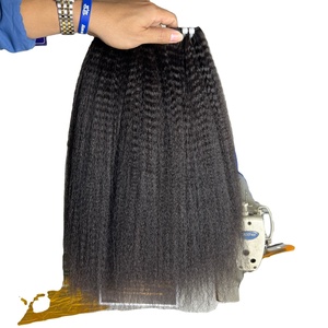 Extensiones de Cabello Humano Liso Rizado, 100% Cabello Virgen, Textura Yaki Natural, Volumen Completo, Sin Caída, Precio al por Mayor - Product Image 1