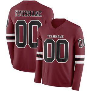เสื้อฟุตบอลอเมริกันชายแบบสั่งทำพิเศษ-ผ้าสแปนเด็กซ์/โพลีเอสเตอร์ พิมพ์ลายดิจิตอลแบบรีดร้อน ระบายอากาศ แห้งเร็ว แขนยาว - Product Image 1