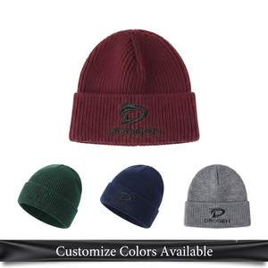 DROGEN EXPORT Gorro de Invierno Unisex de Alta Calidad Personalizado Color Durazno 100% Acrílico Estilo Dobby Tejido a Máquina Prenda de Moda - Product Image 2