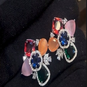 Stylish Premium Quality 92.5 Pure Hallmark Silver A+++ CZ Zirconia Doublet Silver Hallmark Big <b>Tops</b> For Women Wear Collection - Product Image 2