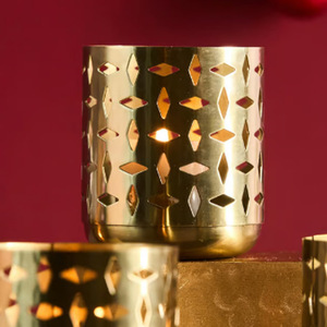 Diamond Cut Metal Votives Small Set of 4 Brass Votives - Product Image 3