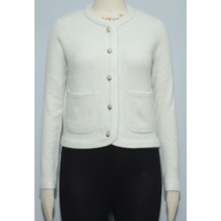 Cardigan en laine jacquard tricoté pour femme, col rond, manches longues, respirant, style décontracté estival, haut élégant