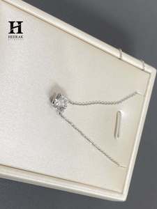 Collier pendentif solitaire rond en or blanc 14k/18k de luxe - Bijoux en diamant certifié cultivé en laboratoire/naturel - Product Image 4