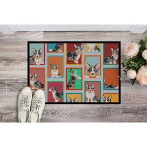 Blue Merle Welsh Cardigan Corgi Doormat Indoor <b>Outdoor</b> Non-Slip Low Pile 24H X 36W Washable Front Door <b>Mat</b> for Entryway - Product Image 2
