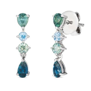 Boucles d'oreilles pendantes plaquées rhodium pour femmes avec pierres en zircon taille poire, bijoux de fête classiques, clous d'oreilles en alliage - Product Image 1