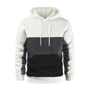 Sweat-shirt à capuche personnalisé OEM pour hommes, 100% coton, patchwork, motif uni, logo personnalisable, teinture unie, pour la saison hivernale - Product Image 2