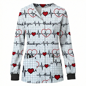 Uniformes de Enfermería al por Mayor OEM, Personalizables, con Estampado Elegante, Chaqueta de Enfermera con Mangas Largas y Cierre de Broches, Uniformes de Hospital con Logotipo Propio, Chaquetas de Enfermera en Diferentes Tallas - Product Image 4