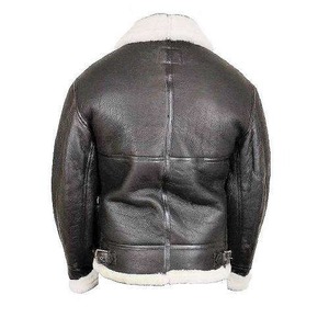 Chaqueta de Cuero Negra de Aviador con Pelaje para Hombre - Product Image 2