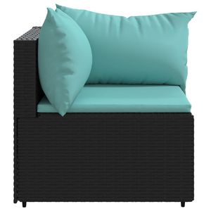Canapé de jardin en rotin PE moyen, noir et bleu aqua, canapé d'angle pour patio - Product Image 4