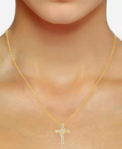 Collier pendentif croix en diamant 18 "(1/4 ct. T. w.) en argent sterling plaqué or 14 carats ou en argent sterling | Macy's - Product Image 2