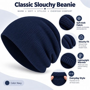 Gorro de Punto Largo y Holgado Estilo Marinero, con Logotipo Personalizado, Gorro de Punto Suave Unisex, Gorro de Punto de Color Sólido, Gorros Casuales de Acrílico - Product Image 5