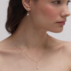 Boucles d'oreilles pendantes à chaîne avec diamant de laboratoire taille ovale serti à griffes, pour tenue de soirée, en or 14K 18K - Product Image 6
