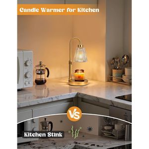 Gold Candle Warmer Lamp with <b>Timer</b> Dimmable Height-Adjustable Wax Melts Birthday Gift Jar Candles Warmer - Product Image 5