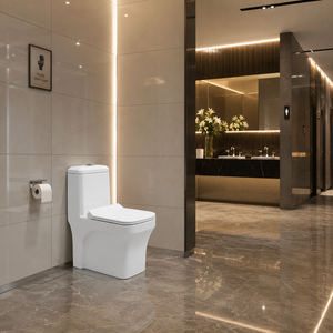 WC monobloc blanc allongé moderne à double chasse siphonique, à poser au sol, en céramique, avec siphon en S ou en P, pour hôtels, maisons, hôpitaux et salles de bain - Product Image 3
