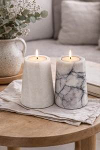 Élégants photophores en marbre, coupelles géométriques minimalistes en pierre, décoration moderne pour la maison, accent lumineux d'aromathérapie - Product Image 4