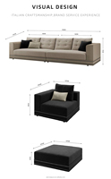 Luxuriöses, modernes Sofaset aus Ökoleder und Samt in L-Form, Mehrkombinationsmöbel für das Wohnzimmer