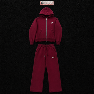 Conjunto Deportivo de Dos Piezas con Sudadera con Capucha y Cremallera Completa Color Marrón Lavado para Hombre, con Logotipo Personalizado, Estilo Urbano, Corte Holgado, Ropa Deportiva Informal - Product Image 5