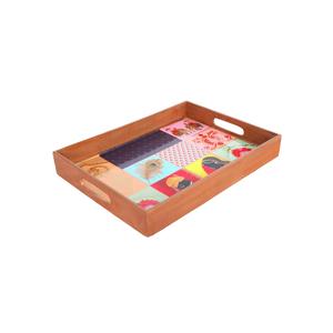Bandeja Decorativa Rectangular con Estampado de Patchwork Heritage, Bandeja de Servir Artesanal de Madera de Mango para Pedidos al por Mayor - Product Image 1