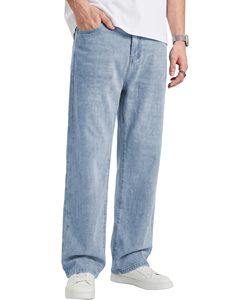Mens Baggy Jeans <b>Stretch</b> Casual Loose Fit Jeans Streetwear Denim Pants Vintage Plain Pants Casual Wide Leg Jeans Loose Fit - Product Image 2
