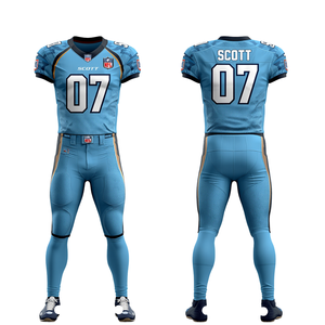 Uniforme de Fútbol Americano Sublimado Azul Cielo, Jersey y Pantalones con Líneas de Movimiento, Ropa Deportiva para Equipos - Product Image 1