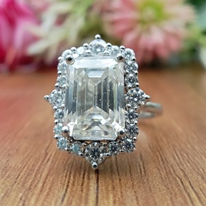 D'VINS JEWELS Trendy <b>Emerald</b> Shape Engagement Wedding <b>Ring</b> Brilliant Cut Filled Color D White <b>Silver</b> Gold Plated Lab Grown for - Product Image 2