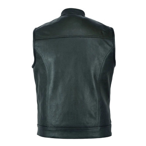 2026 Newest Design <b>Men's</b> Reversible Windproof Breathable <b>Leather</b> <b>Vest</b> With Single Button Closure Moto & Biker Style <b>Leather</b> <b>Vest</b> - Product Image 2