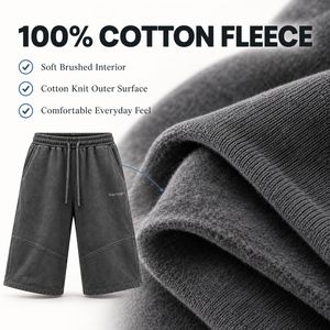<b>Men</b> 100% Cotton Fleece Capri <b>Shorts</b> <b>Three</b> <b>Quarter</b> <b>Length</b> Mid Elastic Waist Drawstring Side Pockets Relaxed Loose Fit - Product Image 6
