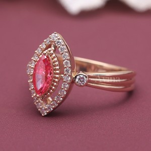 Luxury Marquise Cut Pink Diamond <b>Ring</b> 18K Yellow / White & Rose Gold Halo Diamond <b>Ring</b> Women Wedding Engagement Fine Jewelry - Product Image 2