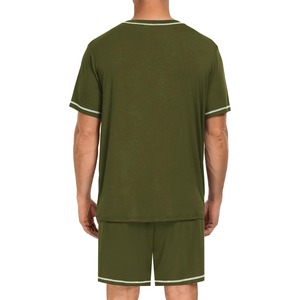 Conjunto Deportivo para Hombre, Camiseta de Manga Corta y Pantalones Cortos, Color Verde Oliva, Transpirable, Ligero, 100% Poliéster, con Bolsillos Laterales, Estilo Casual - Product Image 2