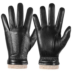 Leather Winter <b>Gloves</b> For Men Thermal Fleece Lined Windproof <b>Gloves</b> For Outdoor Sports Running Walking Camping And Travel Wear - Product Image 1