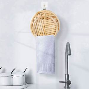 <b>Cheap</b> Price Round Wall Mounted Bathroom Decor Accessories Hand Towel Rack Shelf Sets Rattan Holder Rack for Towels - Product Image 5
