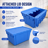 Boîte de rangement empilable et emboîtable UGET en PP avec couvercle intégré, bac de transport en plastique pour entrepôt et logistique