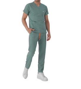 ชุดเครื่องแบบแพทย์แขนสั้นคอวีมีกระเป๋าสำหรับแพทย์พยาบาลพยาบาลชุดทำฟันชุดทางการแพทย์มืออาชีพ - Product Image 4