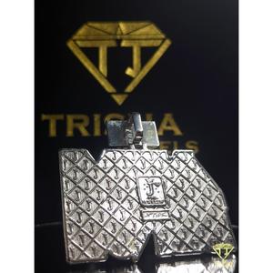 Colgante de plata de ley 925 con baño de oro, certificado GIA, estilo Hip Hop, totalmente cubierto de circonitas VVS cultivadas en laboratorio, modelo ATM BENJI, estilo Trisha Jewels. - Product Image 5
