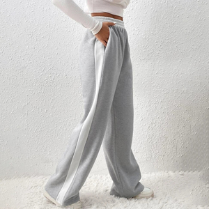 Pantalon de survêtement large en coton 100 % personnalisé avec empiècements latéraux, logo sérigraphié sur mesure, streetwear éco-responsable pour femme - Product Image 5
