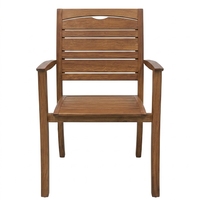 Chaise de jardin en teck Prima, empilable, mobilier d'extérieur traditionnel en bois, design durable avec accoudoirs, pieds coniques, utilisation sur sol dur