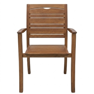Prima Teak Dining <b>Garden</b> <b>Chair</b> Stackable Traditional Outdoor <b>Wooden</b> Furniture Durable Armrest Design Tapered Leg Hard Floor Use - Product Image 1