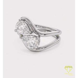 Pear Cut Moissanite Diamond Engagement Ring in White Gold Bypass Open <b>Wrap</b> Ring Modern <b>Bridal</b> Wedding Ring for Women - Product Image 2